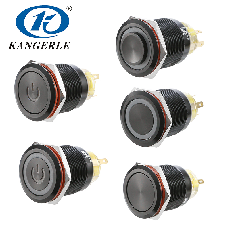 22MM金屬按鈕開(kāi)關(guān)氧化鋁黑色外殼